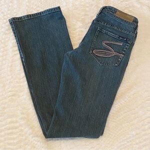 Seven7 Low Rise Boot Cut Premium Jeans Womens 28x33 Dark Western Cowgirl Rodeo